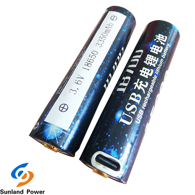 Ιονική μπαταρία ICR18650 3.6V 3350mah λι cOem κυλινδρική με το τερματικό USB