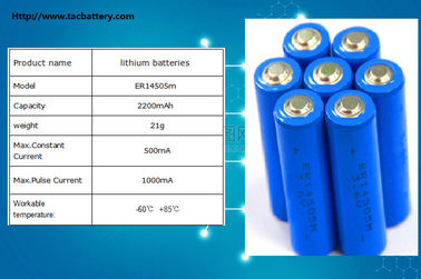 3.6V μπαταρία AA ER14505 14500 LiSOCl2 με την υψηλή ικανότητα για το αμπερόμετρο, μετρητής αερίου