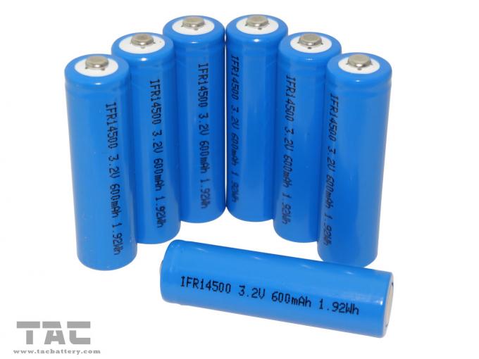 Ηλιακή μπαταρία μπαταριών IFR14500/AA 3.2V 600mAh LiFePO4 για το ηλιακό φως