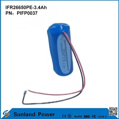 IFR26650PE-3.4Ah 3.2V LiFePO4 Συλλέκτη μπαταρίας για ηλιακό φως φακό κύκλο ζωής 2000 φορές