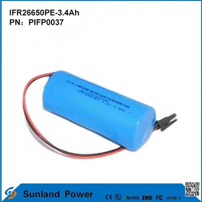 IFR26650PE-3.4Ah 3.2V LiFePO4 Συλλέκτη μπαταρίας για ηλιακό φως φακό κύκλο ζωής 2000 φορές