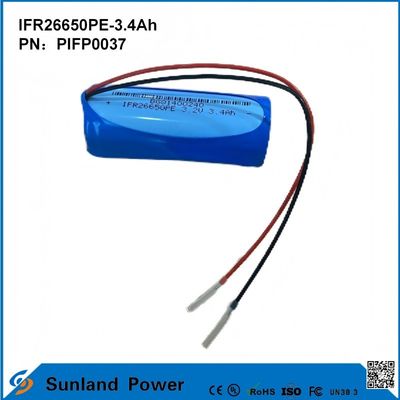 IFR26650PE-3.4Ah 3.2V LiFePO4 Συλλέκτη μπαταρίας για ηλιακό φως φακό κύκλο ζωής 2000 φορές