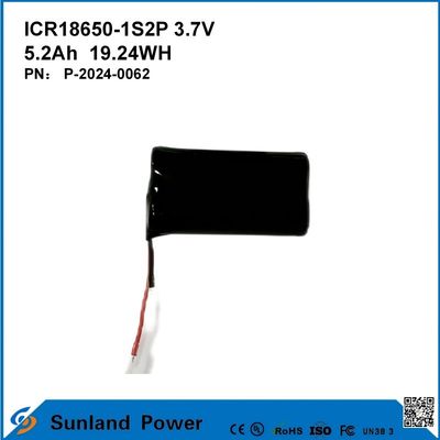 ICR18650-1S2P 3.7V 5.2AH 19.24WH επαναφορτιζόμενη μπαταρία