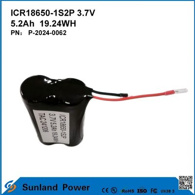 ICR18650-1S2P 3.7V 5.2AH 19.24WH επαναφορτιζόμενη μπαταρία