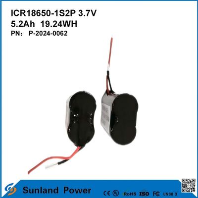 ICR18650-1S2P 3.7V 5.2AH 19.24WH επαναφορτιζόμενη μπαταρία