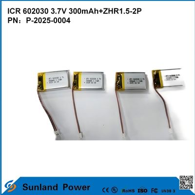 602030 3.7V 300mAh+ZHR1.5-2P μπαταρία από εξαιρετικά λεπτό σχεδιασμό Ευέλικτη συμβατότητα για διάφορες μικρές έξυπνες συσκευές Bluetooth ακουστικά συσκευές φορητές συσκευές και φορητό ιατρικό εξοπλισμό