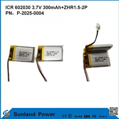 602030 3.7V 300mAh+ZHR1.5-2P μπαταρία από εξαιρετικά λεπτό σχεδιασμό Ευέλικτη συμβατότητα για διάφορες μικρές έξυπνες συσκευές Bluetooth ακουστικά συσκευές φορητές συσκευές και φορητό ιατρικό εξοπλισμό