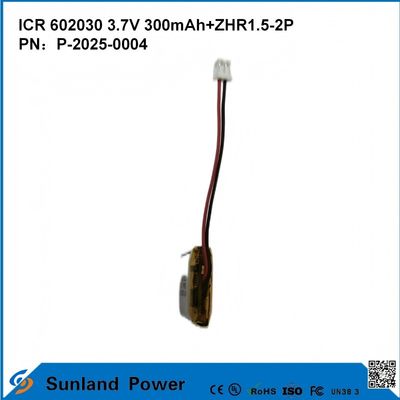602030 3.7V 300mAh+ZHR1.5-2P μπαταρία από εξαιρετικά λεπτό σχεδιασμό Ευέλικτη συμβατότητα για διάφορες μικρές έξυπνες συσκευές Bluetooth ακουστικά συσκευές φορητές συσκευές και φορητό ιατρικό εξοπλισμό
