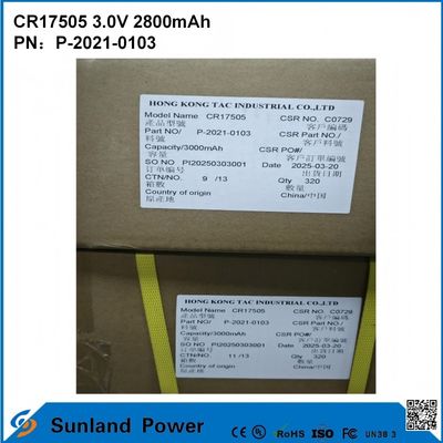 CR17505 3.0V 3000mAh Για έξυπνα όργανα Ιατρικό εξοπλισμό Μεταφορές και Λογιστική έξυπνα έπιπλα Μεγάλη χωρητικότητα Σταθερή απόδραση Απόδοση τάση έξοδος Μακρά διάρκεια ζωής