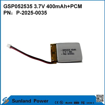 GSP052535 3.7V 400mAh+PCM Μπαταρία Χρησιμοποιείται σε Συμπαγή Αμφίδρομα Ραδιόφωνα, Συσκευές Εγγραφής Φωνής, Μίνι GPS Trackers, Έξυπνους Στυλογράφους και Παρόμοιες Συσκευές