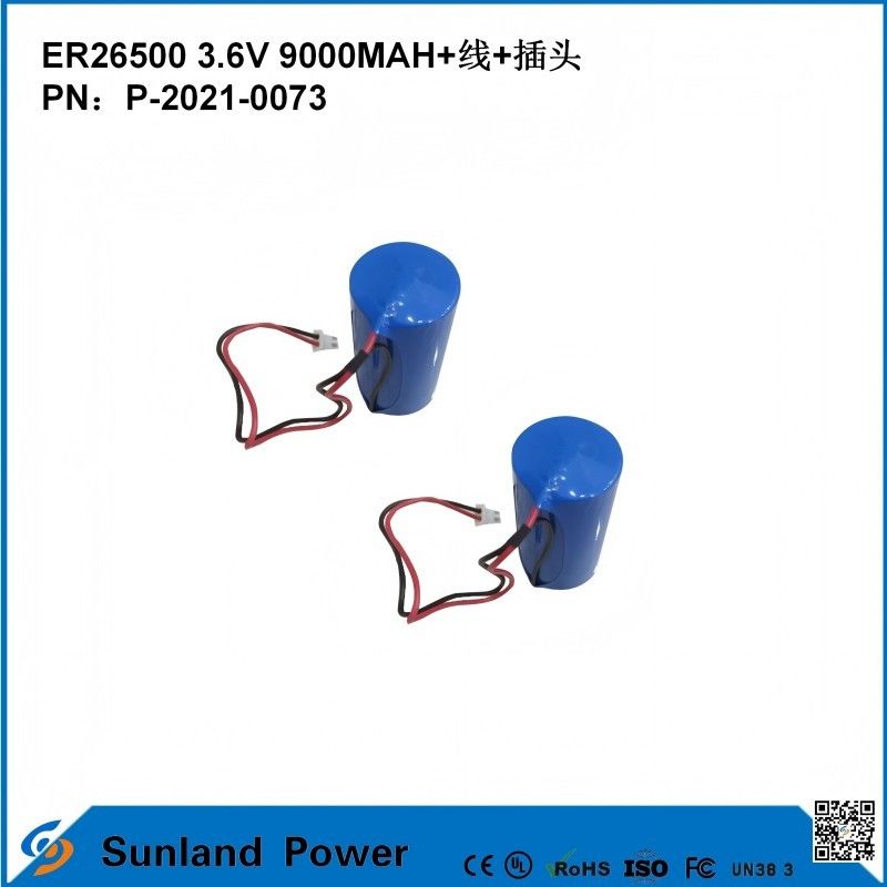 3.6V 9AH ER26500 Πρωταρχική μπαταρία Υψηλή και σταθερή τάση λειτουργίας