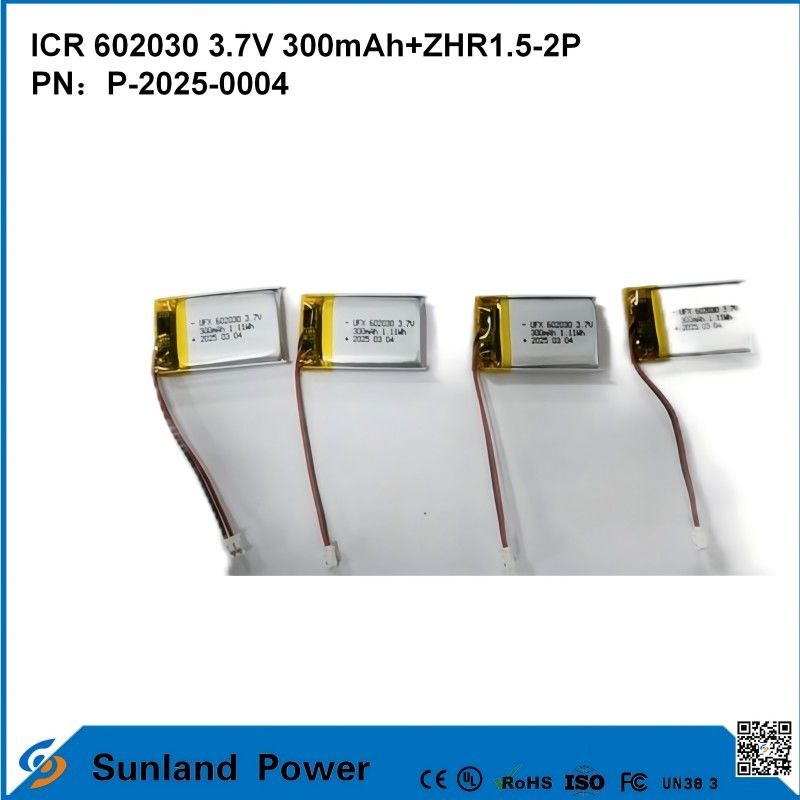 602030 3.7V 300mAh+ZHR1.5-2P μπαταρία από εξαιρετικά λεπτό σχεδιασμό Ευέλικτη συμβατότητα για διάφορες μικρές έξυπνες συσκευές Bluetooth ακουστικά συσκευές φορητές συσκευές και φορητό ιατρικό εξοπλισμό
