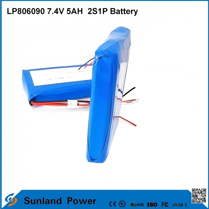 7.4V 5AH LP806090 2S1P Πολυμερές μπαταρίες ιόντων λιθίου με λειτουργία I2C με μετρητή καυσίμου