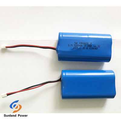 3.7V επαναφορτιζόμενη μπαταρία ιόντων λιθίου ICR18650 1S2P με UL2054 για λαμπτήρα