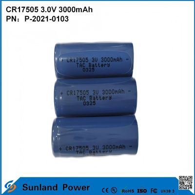 CR17505 3.0V 3000mAh Για έξυπνα όργανα Ιατρικό εξοπλισμό Μεταφορές και Λογιστική έξυπνα έπιπλα Μεγάλη χωρητικότητα Σταθερή απόδραση Απόδοση τάση έξοδος Μακρά διάρκεια ζωής