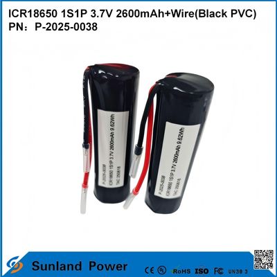 Επαναφορτιζόμενη μπαταρία ICR18650 1S1P 3.7V 2600MAH + ΚΑΛΩΔΙΟ (ΜΑΥΡΟ PVC)