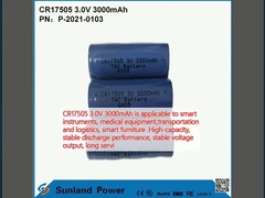 Το CR17505 3.0V 3000mAh εφαρμόζεται σε έξυπνα όργανα, ιατρικό εξοπλισμό, μεταφορές και εφοδιασμό, έξυπνα έπιπλα.μακρά υπηρεσία