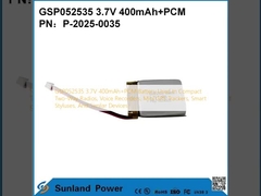 GSP052535 3.7V 400mAh+PCM Μπαταρία Χρησιμοποιείται σε Συμπαγή Αμφίδρομα Ραδιόφωνα, Συσκευές Εγγραφής Φωνής, Μίνι GPS Trackers, Έξυπνους Στυλογράφους και Παρόμοιες Συσκευές