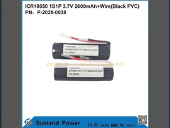 ICR18650 1S1P 3.7V 2600mAh+Καλώδιο(Μαύρο PVC)