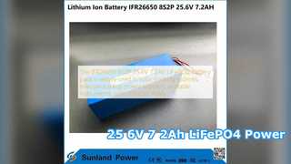 Ισχύς μπαταρίας IFR26650 8S2P 25,6V 7,2Ah LiFePO4